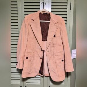 Vintage 70s Tan Corduroy Mens Blazer